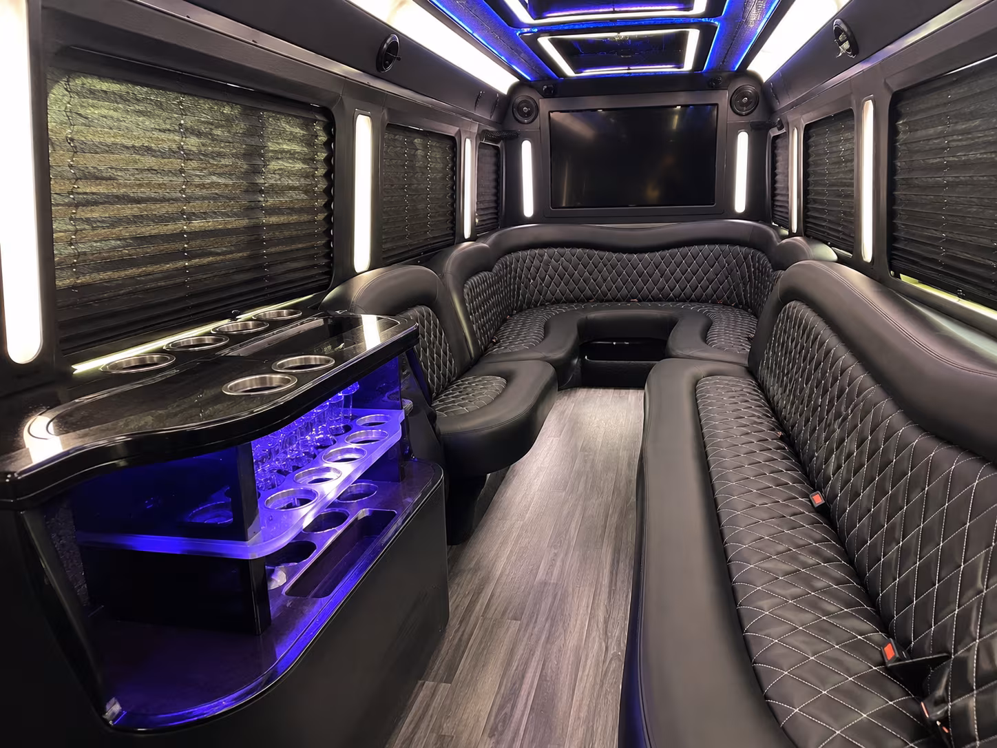 Newark Private Event Transportation party bus interior