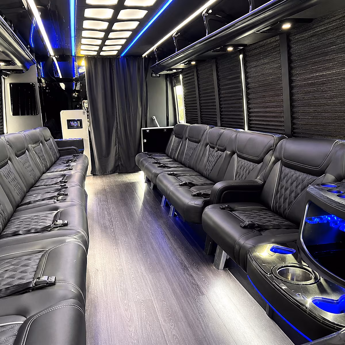 Newark Sporting Event Transportation party bus interior